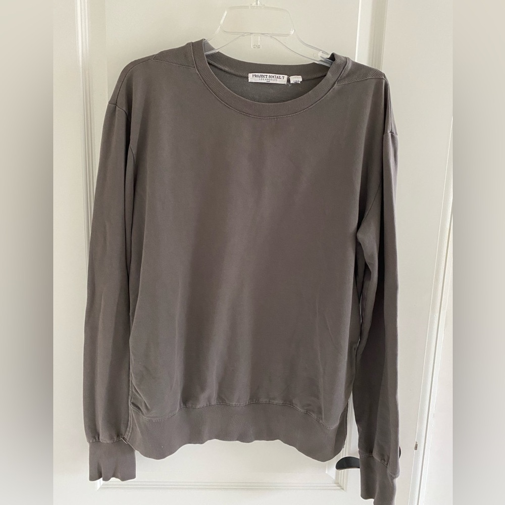 Project Social T Crew Sweatshirt With Side Slits. Size Small